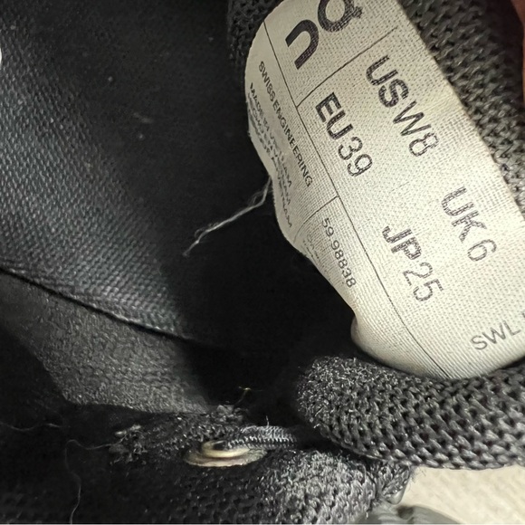 ON RUNNING ON CLOUD 6 Jet Black Performance Sneakers Size 8 - Picture 13 of 16